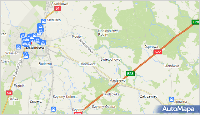 mapa Świętochowo, Świętochowo na mapie Targeo