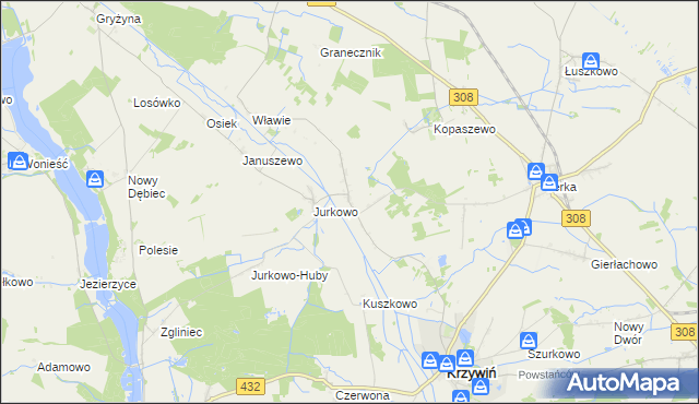 mapa Świniec gmina Krzywiń, Świniec gmina Krzywiń na mapie Targeo