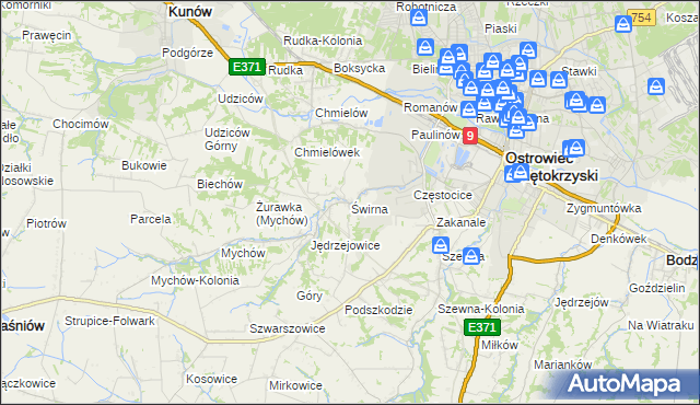 mapa Świrna, Świrna na mapie Targeo