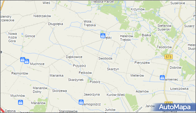 mapa Swoboda gmina Szczawin Kościelny, Swoboda gmina Szczawin Kościelny na mapie Targeo