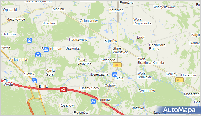 mapa Swoboda gmina Zgierz, Swoboda gmina Zgierz na mapie Targeo