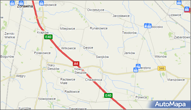 mapa Swojków gmina Domaniów, Swojków gmina Domaniów na mapie Targeo