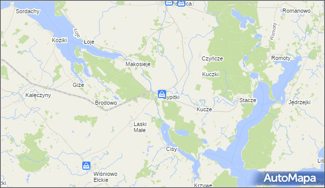 mapa Sypitki, Sypitki na mapie Targeo