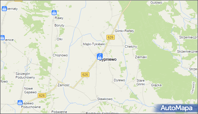 mapa Sypniewo powiat makowski, Sypniewo powiat makowski na mapie Targeo