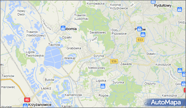 mapa Syrynia, Syrynia na mapie Targeo