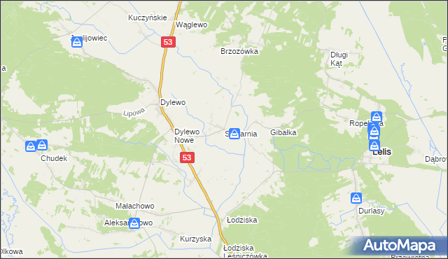 mapa Szafarnia gmina Lelis, Szafarnia gmina Lelis na mapie Targeo