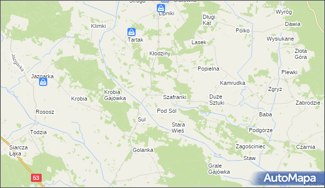 mapa Szafranki gmina Łyse, Szafranki gmina Łyse na mapie Targeo