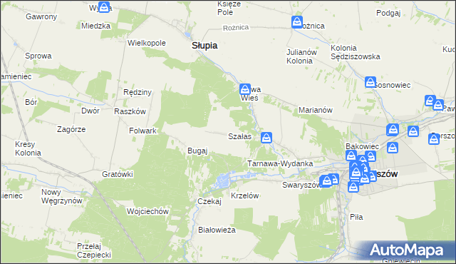 mapa Szałas gmina Sędziszów, Szałas gmina Sędziszów na mapie Targeo