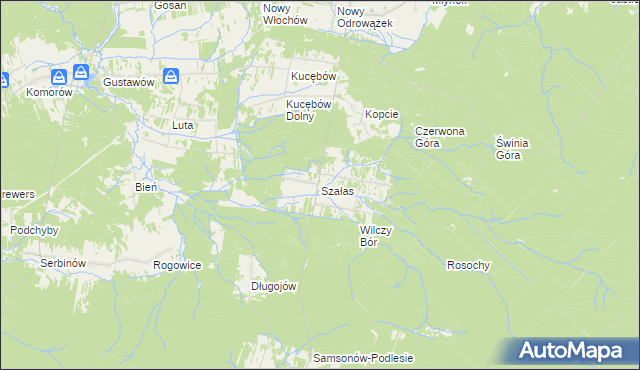 mapa Szałas gmina Zagnańsk, Szałas gmina Zagnańsk na mapie Targeo