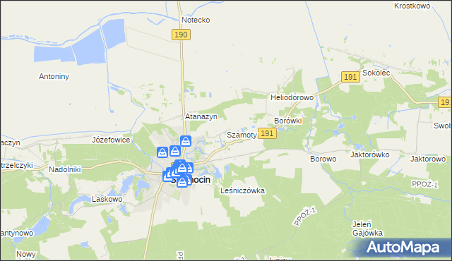 mapa Szamoty gmina Szamocin, Szamoty gmina Szamocin na mapie Targeo