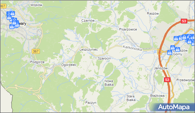 mapa Szarocin, Szarocin na mapie Targeo