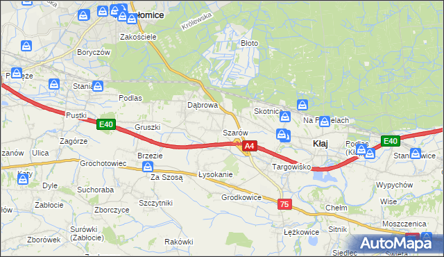 mapa Szarów gmina Kłaj, Szarów gmina Kłaj na mapie Targeo