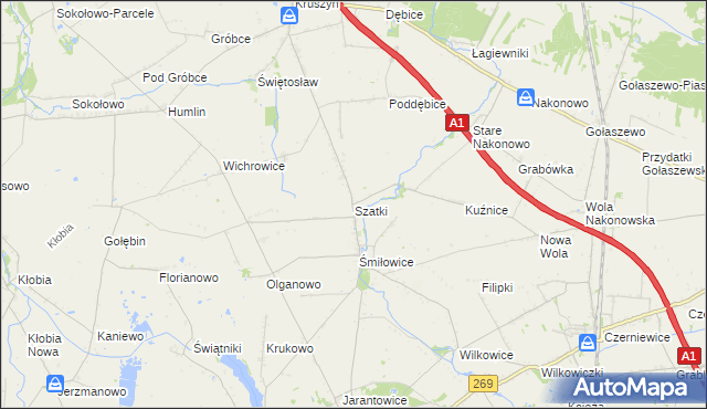 mapa Szatki gmina Choceń, Szatki gmina Choceń na mapie Targeo