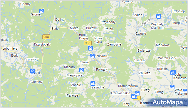 mapa Szczawa, Szczawa na mapie Targeo