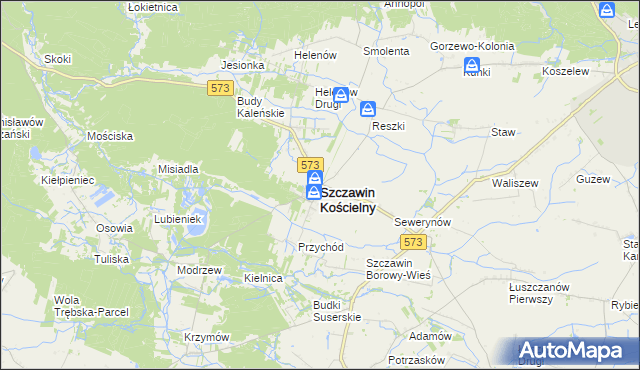 mapa Szczawin Kościelny, Szczawin Kościelny na mapie Targeo