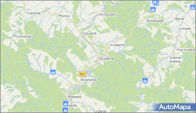 mapa Szczawne, Szczawne na mapie Targeo