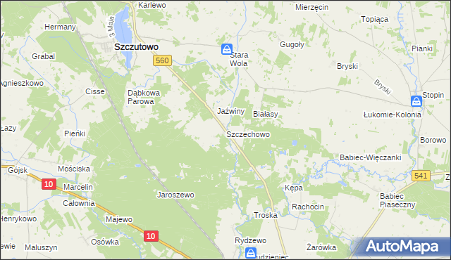 mapa Szczechowo, Szczechowo na mapie Targeo