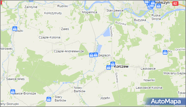 mapa Szczeglacin, Szczeglacin na mapie Targeo