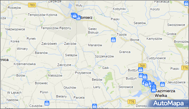 mapa Szczekarzów, Szczekarzów na mapie Targeo