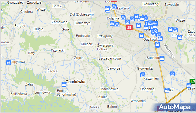 mapa Szczepańcowa, Szczepańcowa na mapie Targeo