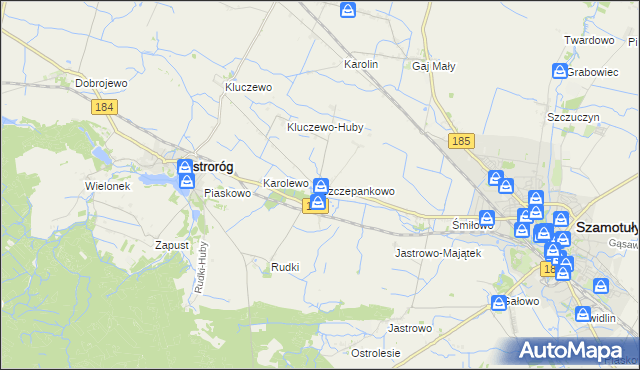 mapa Szczepankowo gmina Ostroróg, Szczepankowo gmina Ostroróg na mapie Targeo