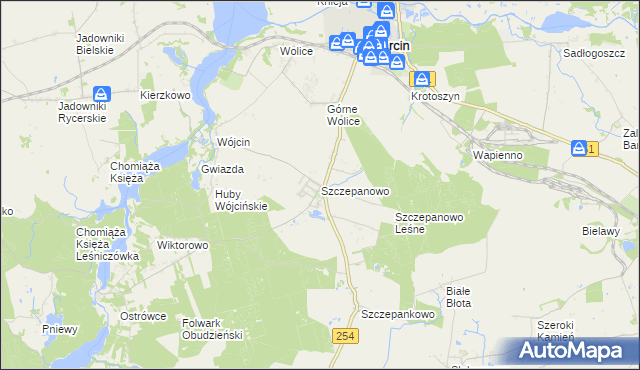 mapa Szczepanowo, Szczepanowo na mapie Targeo