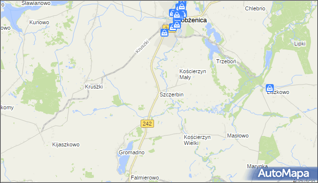 mapa Szczerbin gmina Łobżenica, Szczerbin gmina Łobżenica na mapie Targeo