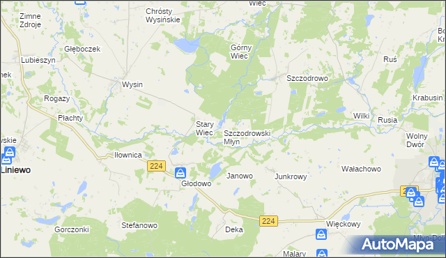 mapa Szczodrowski Młyn, Szczodrowski Młyn na mapie Targeo