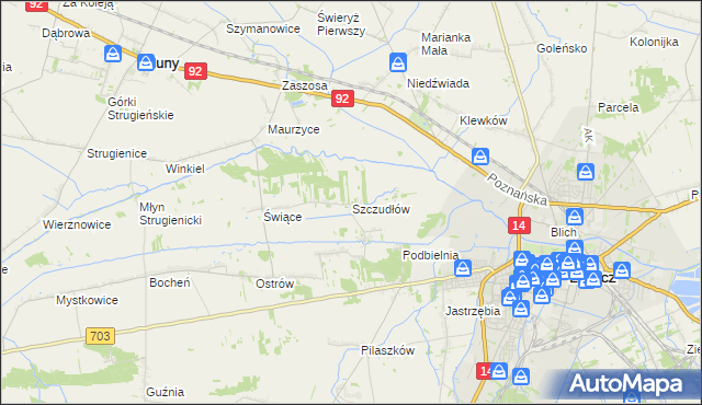 mapa Szczudłów, Szczudłów na mapie Targeo