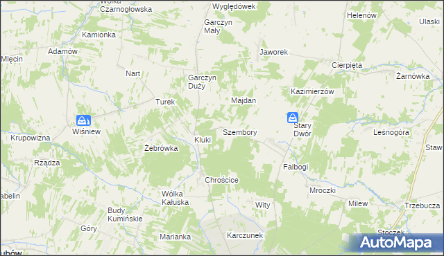 mapa Szembory, Szembory na mapie Targeo