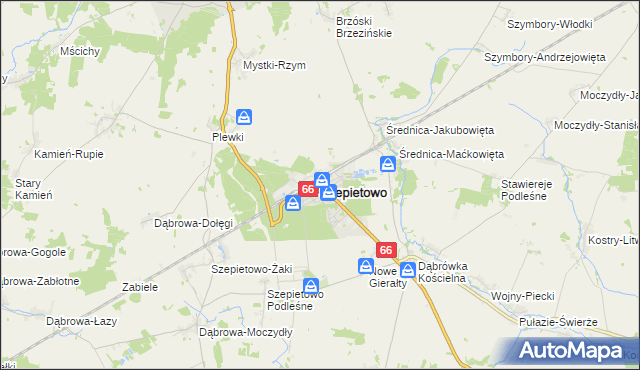 mapa Szepietowo, Szepietowo na mapie Targeo