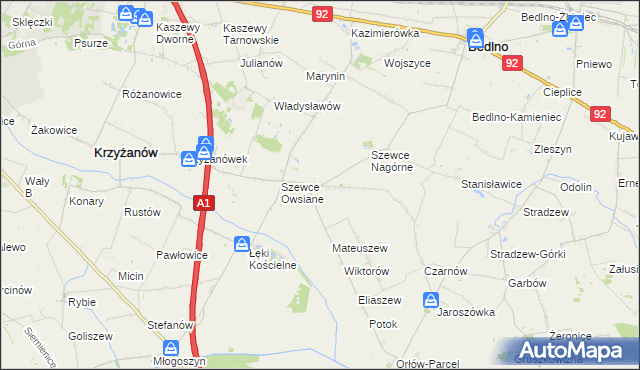 mapa Szewce Nadolne, Szewce Nadolne na mapie Targeo