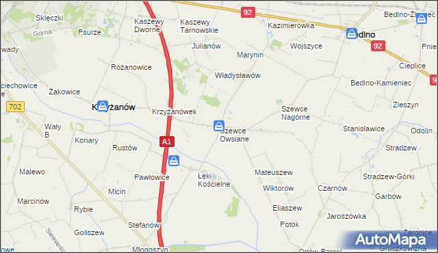 mapa Szewce Owsiane, Szewce Owsiane na mapie Targeo