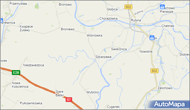 mapa Szkarpawa, Szkarpawa na mapie Targeo