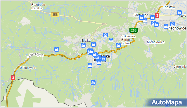 mapa Szklarska Poręba, Szklarska Poręba na mapie Targeo