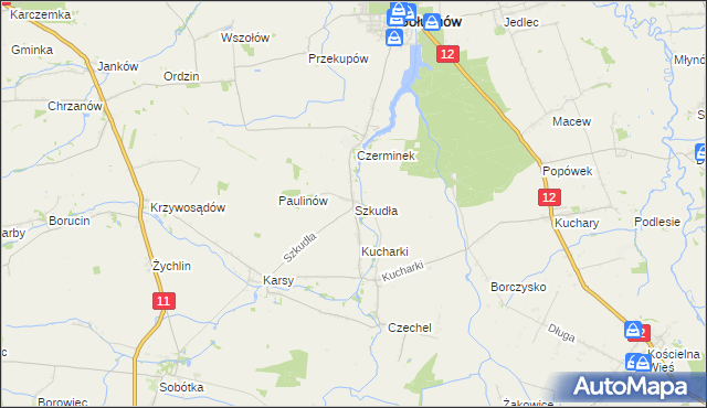 mapa Szkudła, Szkudła na mapie Targeo