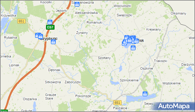 mapa Szołtany, Szołtany na mapie Targeo