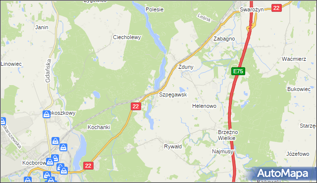 mapa Szpęgawsk, Szpęgawsk na mapie Targeo