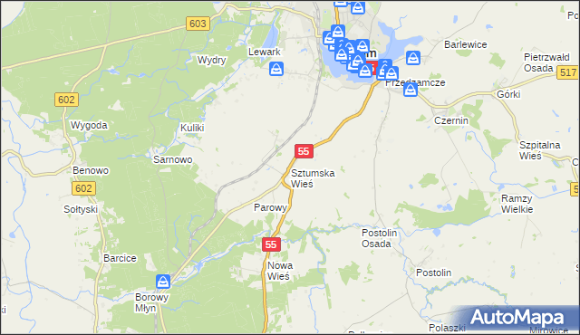 mapa Sztumska Wieś, Sztumska Wieś na mapie Targeo