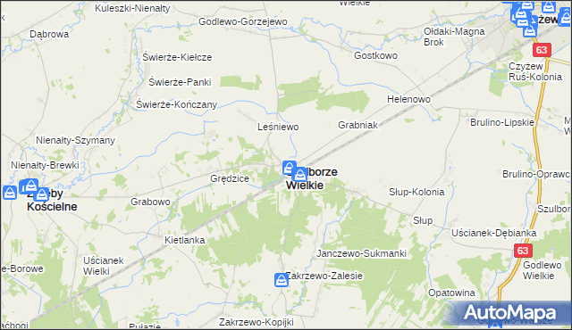 mapa Szulborze Wielkie, Szulborze Wielkie na mapie Targeo