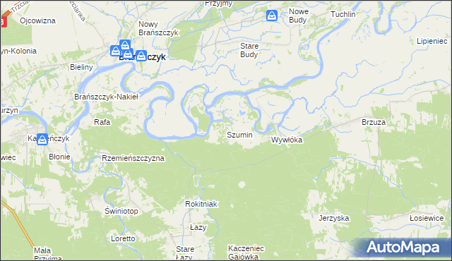 mapa Szumin gmina Łochów, Szumin gmina Łochów na mapie Targeo