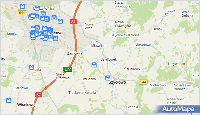 mapa Szydłówek gmina Szydłowo, Szydłówek gmina Szydłowo na mapie Targeo