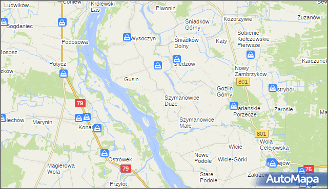 mapa Szymanowice Duże, Szymanowice Duże na mapie Targeo