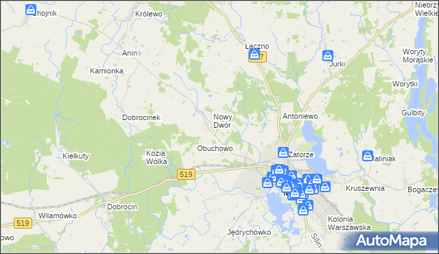 mapa Szymanowo gmina Morąg, Szymanowo gmina Morąg na mapie Targeo