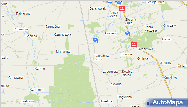 mapa Taczanów Drugi, Taczanów Drugi na mapie Targeo