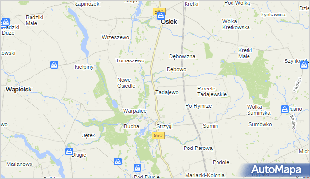 mapa Tadajewo, Tadajewo na mapie Targeo