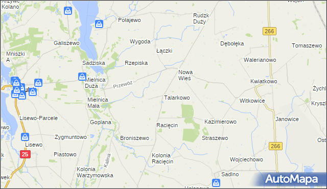 mapa Talarkowo, Talarkowo na mapie Targeo
