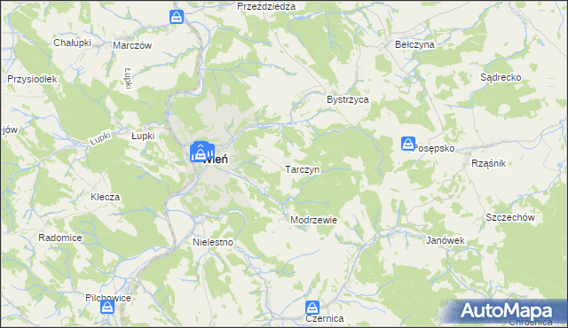 mapa Tarczyn gmina Wleń, Tarczyn gmina Wleń na mapie Targeo