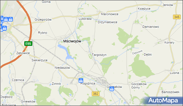 mapa Targoszyn, Targoszyn na mapie Targeo