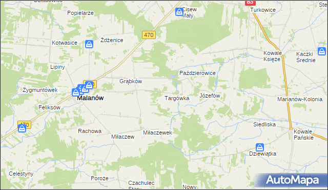 mapa Targówka gmina Malanów, Targówka gmina Malanów na mapie Targeo